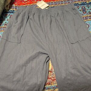 Blue Ribbed Lounge Barrel Pants